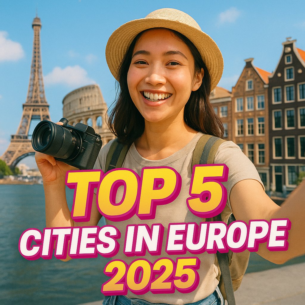 Worldtoplists25's tweet photo. Top 5 European cities to visit in 2025 — #1 might shock you.
Old legends or rising stars? Who gets the crown?

💬 Your favorite city?
👀 Watch: [https://t.co/VXorDXtMoC]
➕ Follow for bold travel picks

#Europe2025 #Top5Cities #TravelTalk #EuropeanTrips #TravelDebate https://t.co/BH0qk66dzB