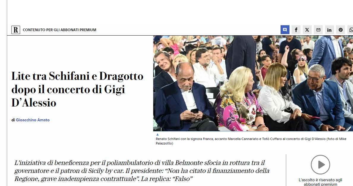 Nella situazione tragicomica della Regione Sicilia,mancavano anche le liti su chi ha finanziato il concerto di Gigi D'Alessio.
Poi che gusti.....🤮🤮🤮🤮
#23giugno