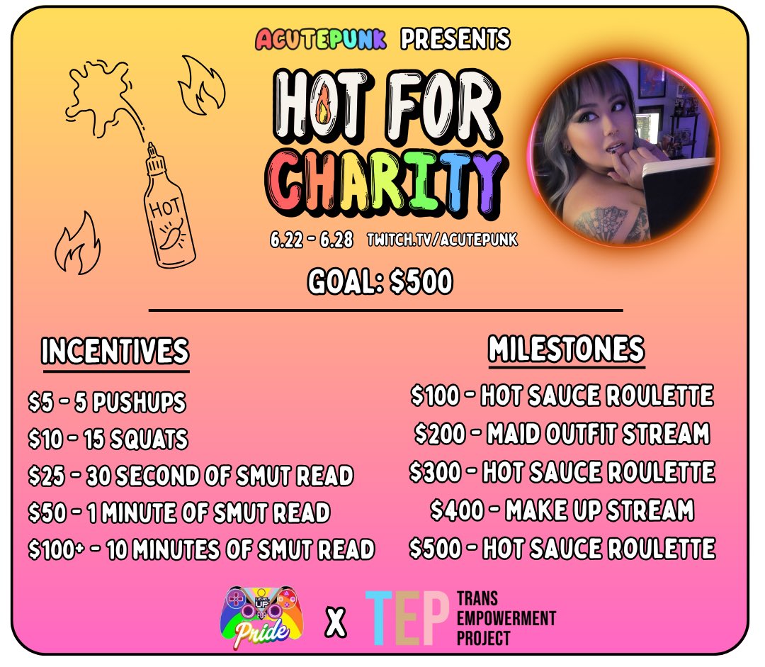 It’s so hot when you support the Trans community 🔥Join me this week while I stream for the Trans Empowerment Project! Donate here: donate.tiltify.com/d4669b24-a687-…