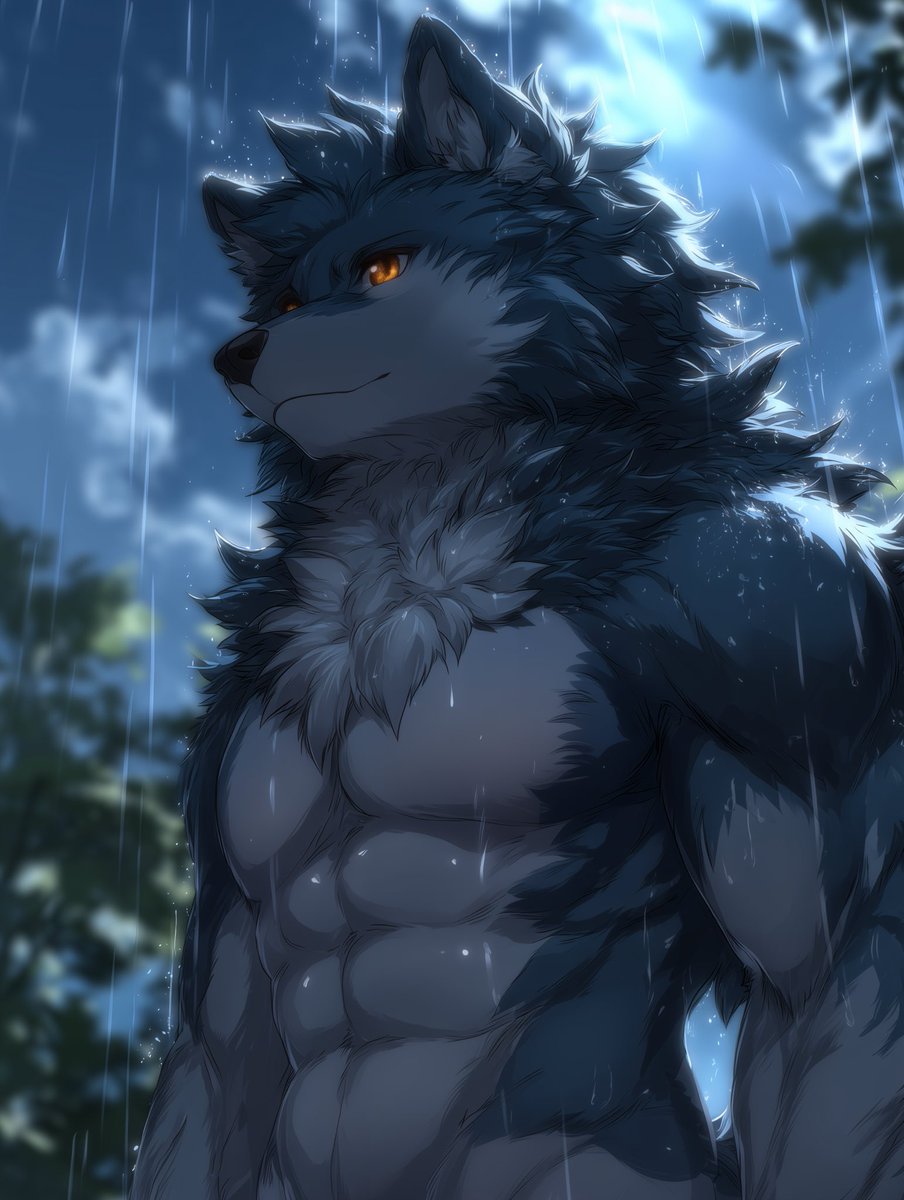 🐺ずっと雨で少し憂鬱なオオカミ🌧️
“A wolf feeling a bit down due to the endless rain”
#AIart #furry #kemono #ケモノ #獣人