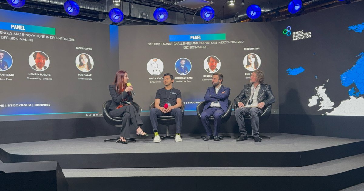 studioscandic (@studioscandic) on Twitter photo Wrapped up an incredible panel at #NBC2025
Our <a href="/egissimo/">Ege Palaz</a> dove deep into DAO Governance, Challenges & Innovations with amazing minds
<a href="/Jengajojo/">Jengajojoš“</a> Co-founder, CEO <a href="/DAOplomats/">DAOplomats</a>
<a href="/LuigiCantisani/">Luigi Cantisani</a> Lawyer, Co-Lead of the Blockchain & Crypto-Asset Department <a href="/futuralawfirm/">Futura Law Firm S.t.a.r.l. S.B.</a>
<a href="/hankhero/">Henrik Hjelte</a> Wrapped up an incredible panel at #NBC2025
Our <a href="/egissimo/">Ege Palaz</a> dove deep into DAO Governance, Challenges & Innovations with amazing minds
<a href="/Jengajojo/">Jengajojoš“</a> Co-founder, CEO <a href="/DAOplomats/">DAOplomats</a>
<a href="/LuigiCantisani/">Luigi Cantisani</a> Lawyer, Co-Lead of the Blockchain & Crypto-Asset Department <a href="/futuralawfirm/">Futura Law Firm S.t.a.r.l. S.B.</a>
<a href="/hankhero/">Henrik Hjelte</a>