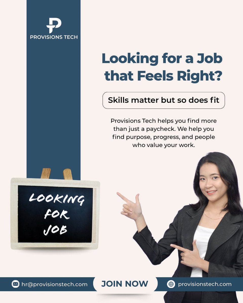 ProvisionsTech's tweet photo. Provisions Tech matches you with roles where you’ll:  

• Grow your skills with purpose-driven work  
• Thrive culturally with teams that value you  
• Advance your career through strategic placements  

Explore opportunities:  
https://t.co/bP6MxKy98u  

#CareerGrowth https://t.co/Q0H2KswBaO