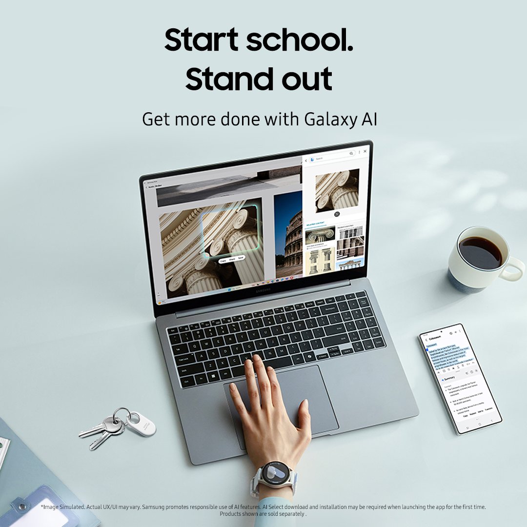 Back to school? Pack the most essential #GalaxyBook5. Watch the entire Galaxy Ecosystem work towards you acing at school with AI features and connectivity like no other. 
Own now: smsng.co/60144wABw

#GalaxyAI #Samsung