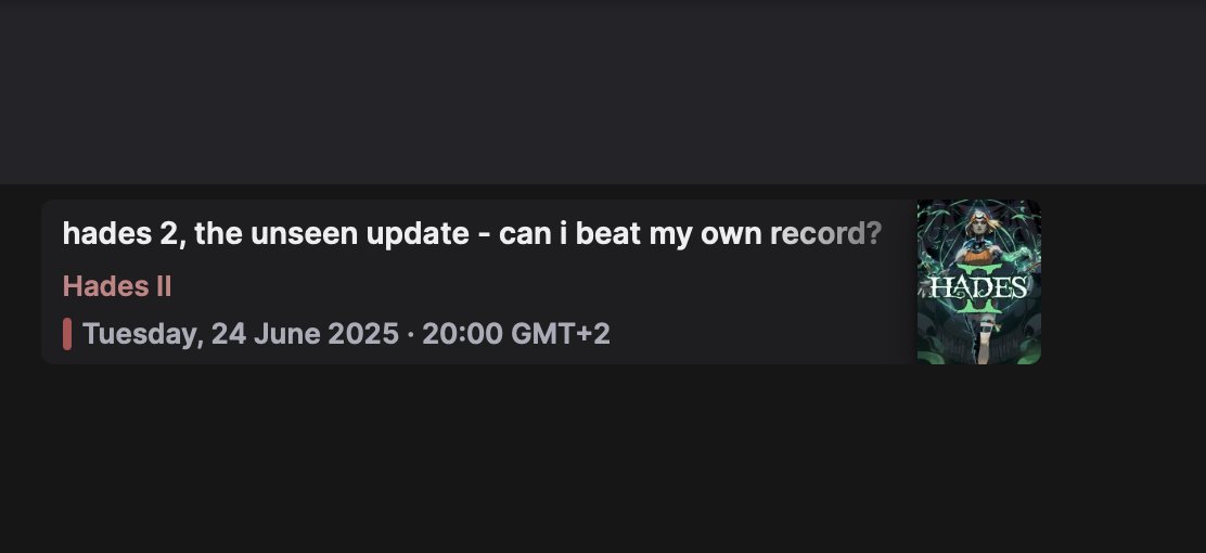 hey gang!! i'll be streaming hades 2 tomorrow, tune in for my first ever stream and be nice to meee &lt;3  

twitch.tv/calamitykel