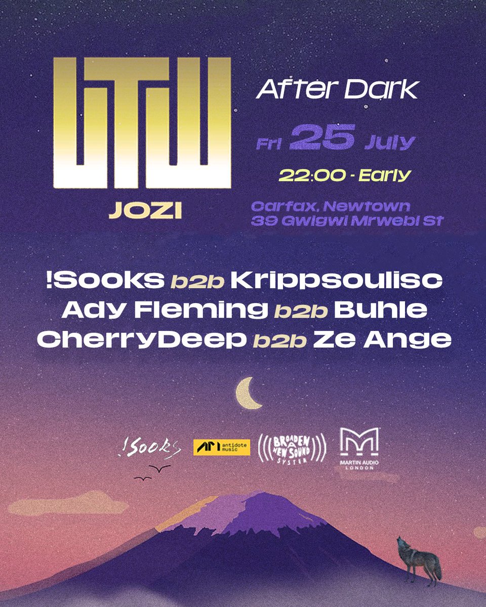 UtwEvent's tweet image. Here we go Wolfpack... #UTWAfterDark 🐺🌌 returns with special B2B sets to heat up the Winter. Let's gather at @carfaxnewtown as we howl till the early hours to electrifying underground sounds from Jozi's top spinners. 🎟🎫Tickets now available ⬇️
howler.co.za/utw_afterdark_…