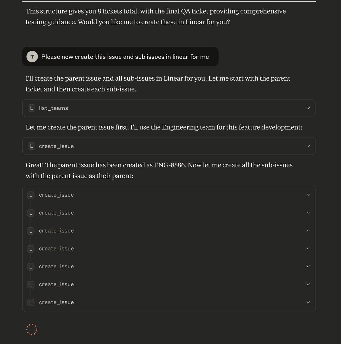trist_adlington's tweet image. PMs 👋 

You&apos;re probably doing too much manual labour

Use @AnthropicAI to refine your projects and issues before pushing them straight into @linear

(Setup: Claude Desktop with Linear MCP)