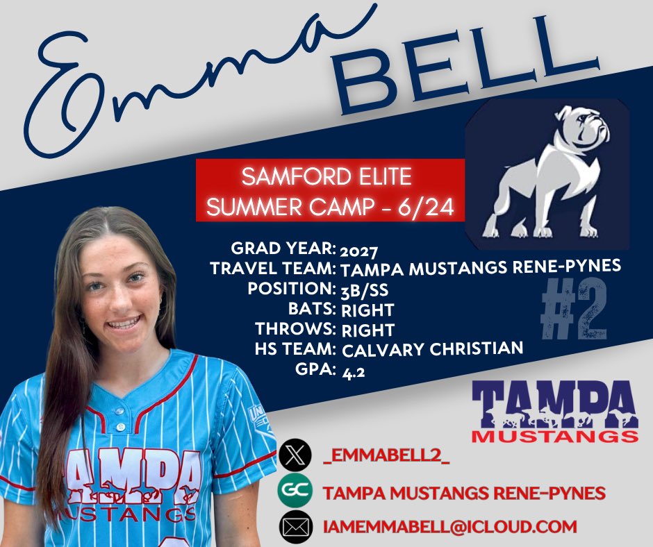_EmmaBell2_'s tweet image. I am so excited to attend Samford camp on Tuesday! Go Bulldogs!! @megdcurry @sarahcespedes1 @logancalhoun22
@bellsfurg @MustangsPynes27