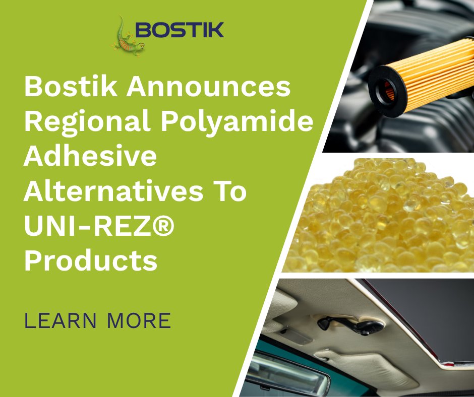 Are you a manufacturer impacted by UNI-REZ® supply issues due to the plant closure?

Bostik has you covered with regional polyamide adhesive alternatives!

Look at the complete list, and learn how we can assist with testing and trialing: tinyurl.com/2hrbbhw4