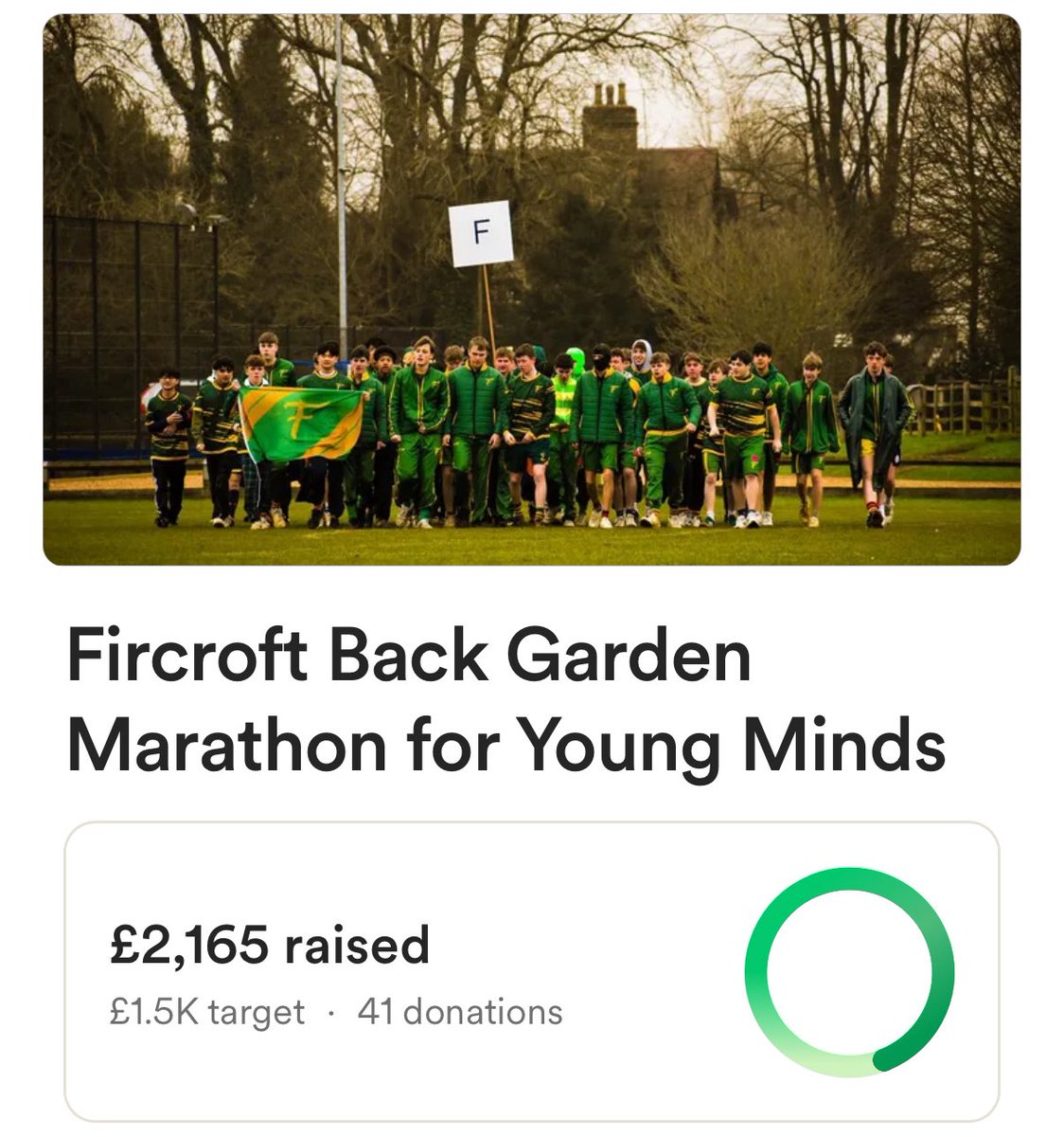 Blown away by the final fundraising total for yesterday’s Backyard Marathon! A huge thank you to the whole Fircroft community for getting involved and raising money for a fantastic cause <a href="/YoungMindsUK/">YoungMinds</a> #UppinghamFircroft🟢🟡