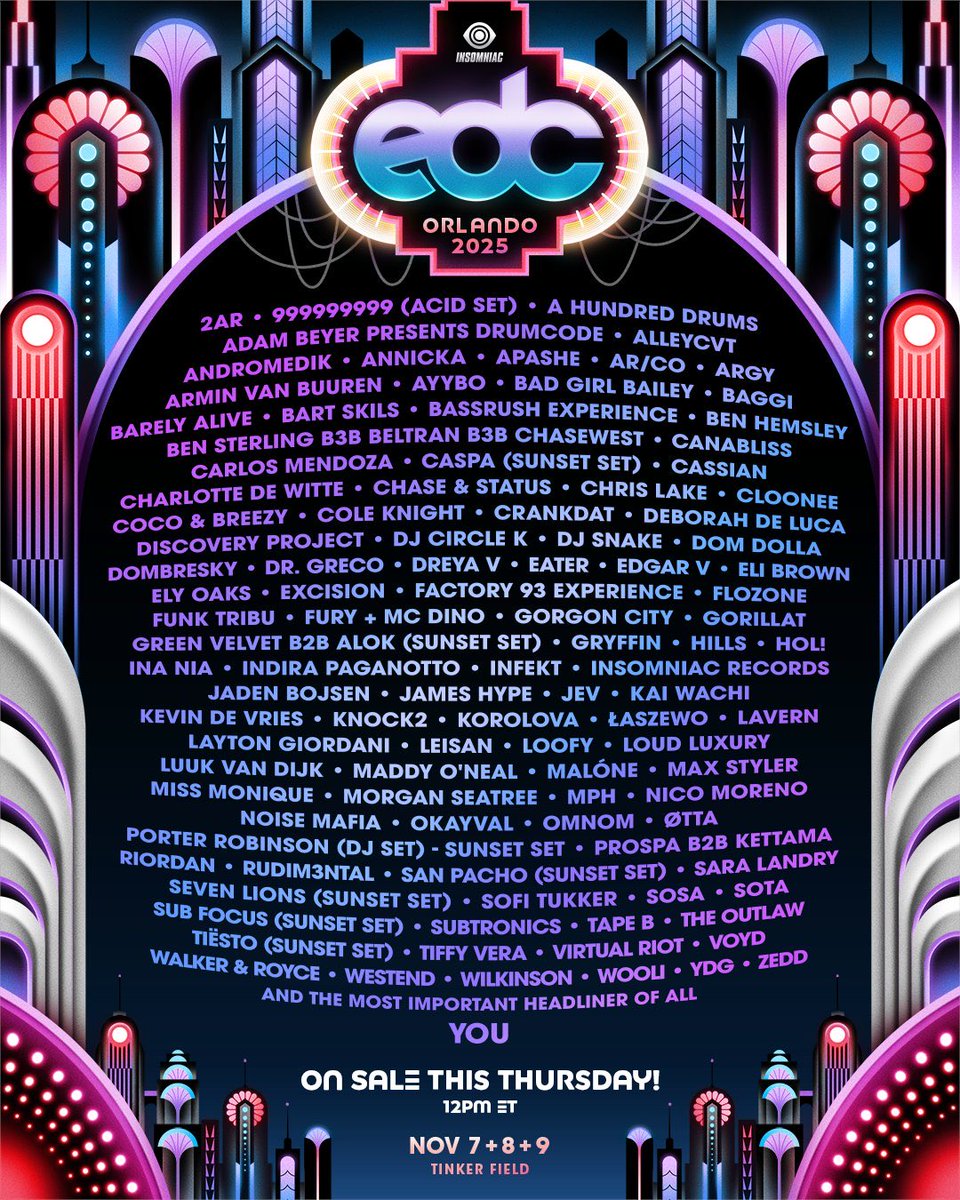 EDC Orlando’s lineup has been announced, featuring Porter Robinson, Dom Dolla, Sara Landry, Prospa b2b Kettama, Excision, and SO many others!
