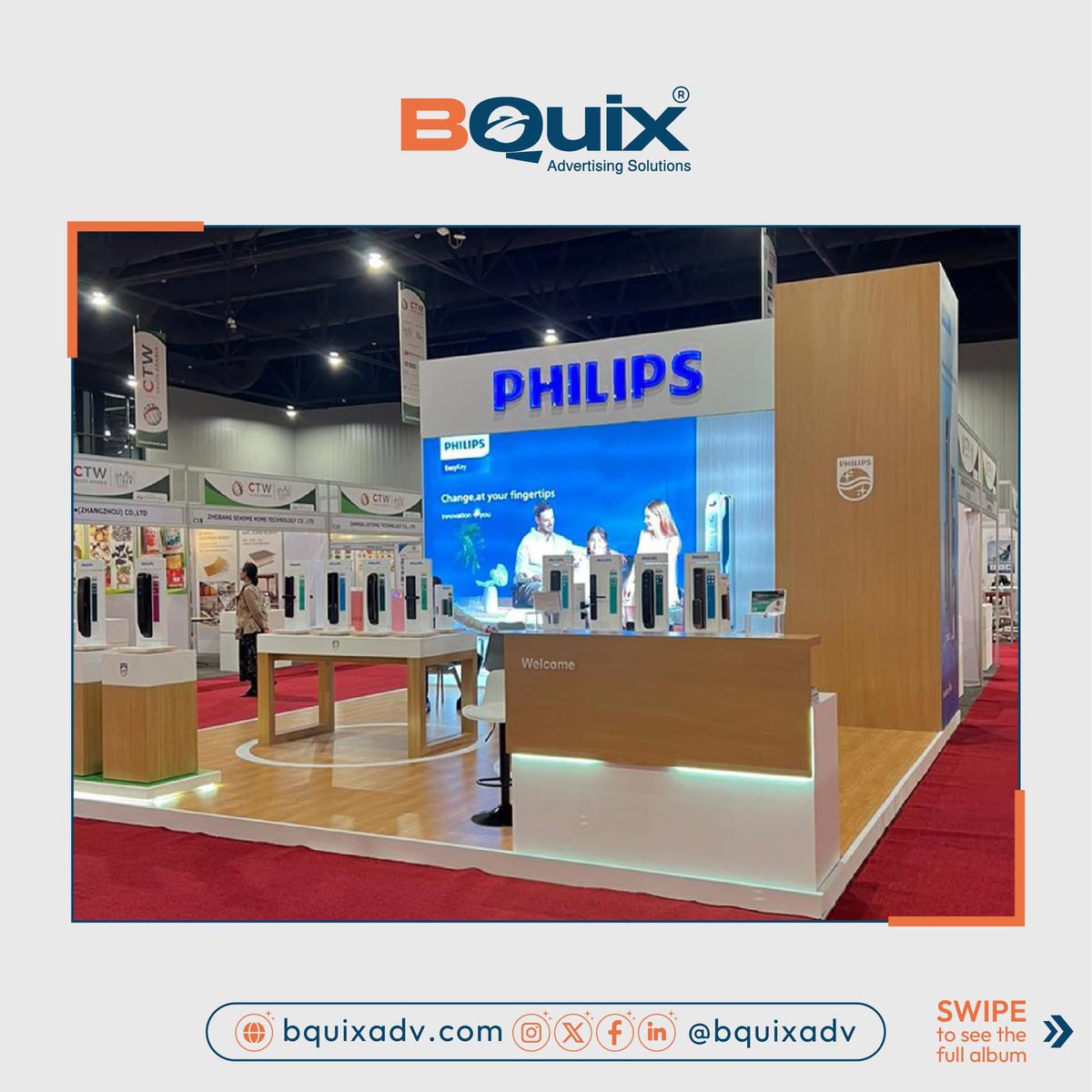 bquixadv's tweet photo. في عالم المعارض جناحك أو الـ Booth الخاص بك هو أول وأقوى رسالة عن علامتك!💥

نفّذنا في BQuix مشروع لـ Philips بتصميم متكامل يعكس هوية العلامة التجارية باحترافية وجودة عالية 👌

📸 مشروع نفتخر فيه.. وندعوك لأن تكون مشروعنا القادم!

🎯 تواصل معنا و استفد من عرض خاص لفترة محدودة! https://t.co/NX2uvDmVDA