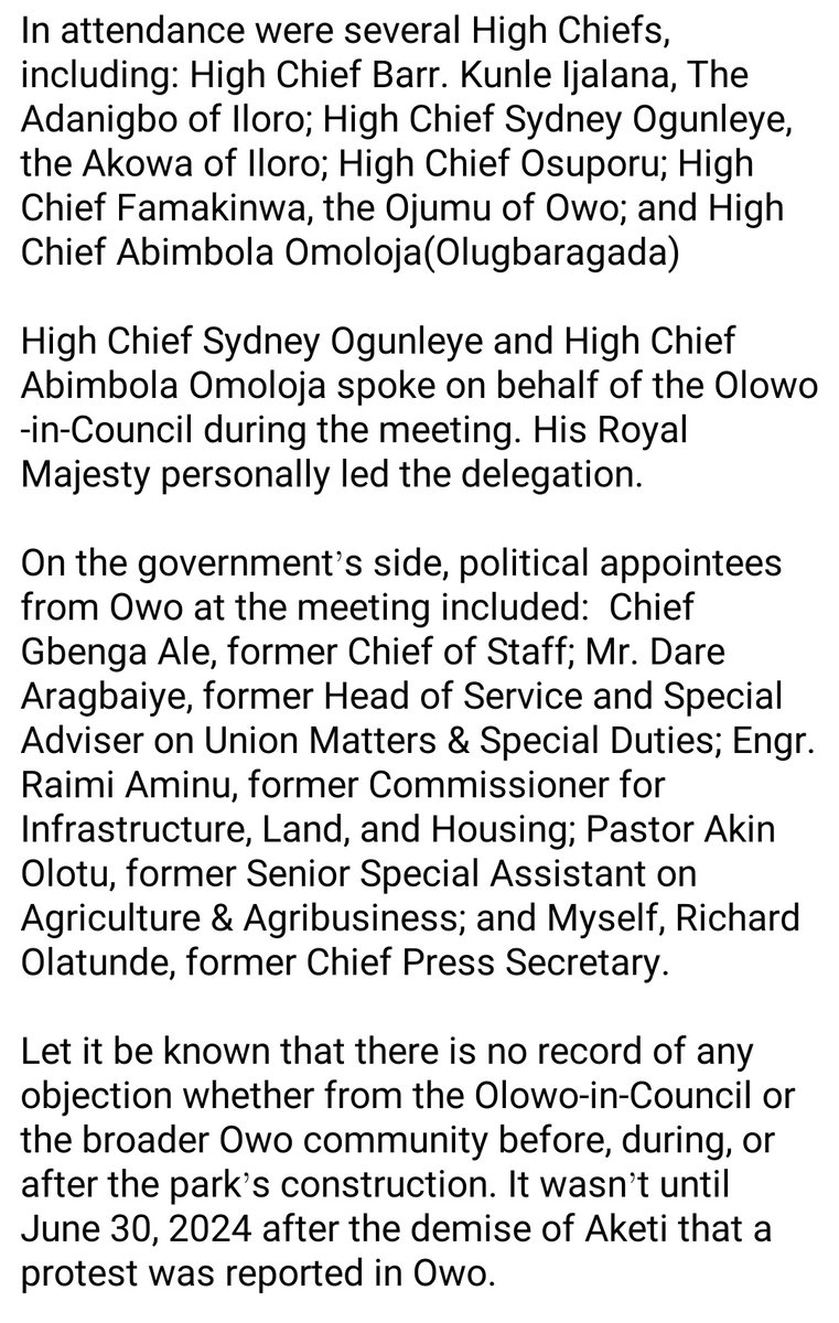 OndoFirstBorn's tweet image. Demolition of Owo Memorial Park: The CPS to Governor Akeredolu has shared that the construction of the park on the land was approved by Olowo & the Olowo-in-council, stressing that Aketi offered another location but they agreed to the chosen site.
The question is; what changed?