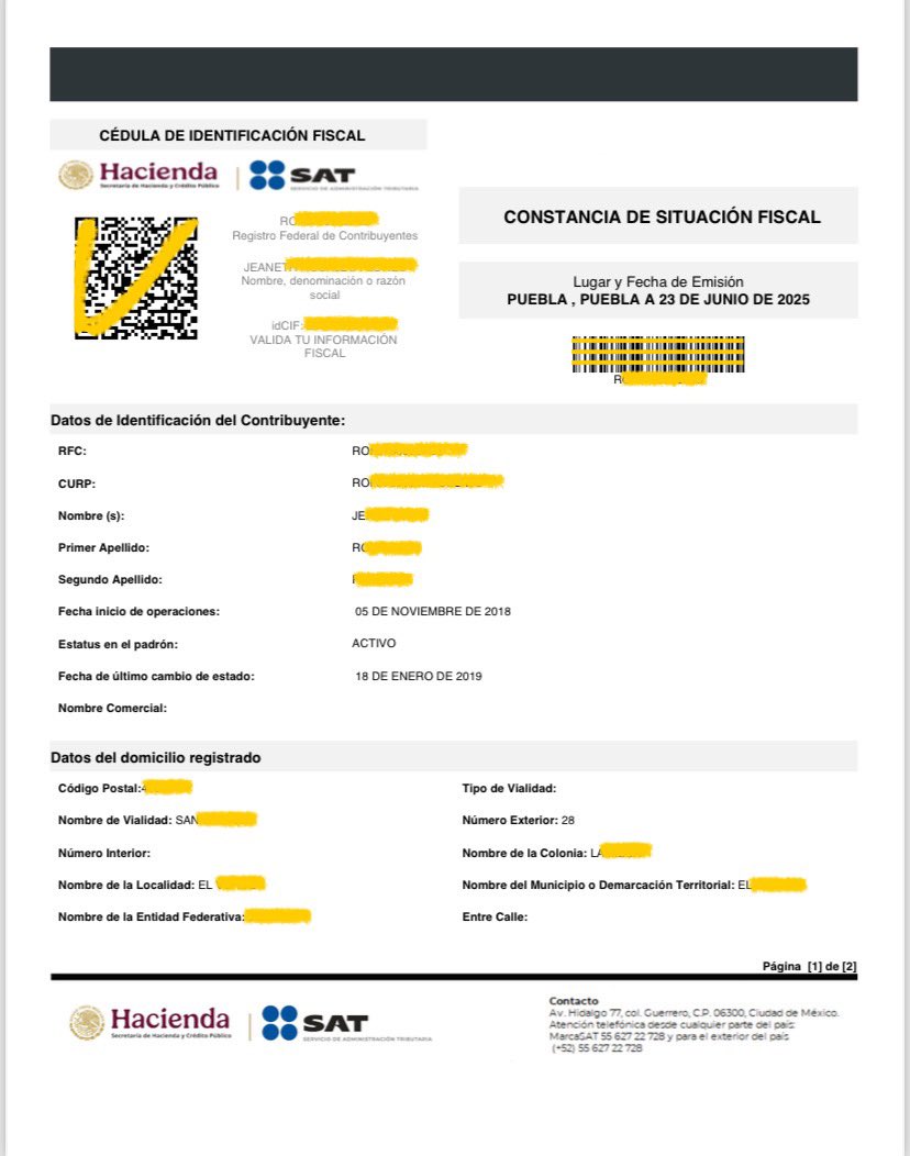 🚨 Constancias de Situación Fiscal RÁPIDAS 🏃🏻‍♂️
📎 Para Personas Físicas y Morales 
✅ Generadas directamente del SAT 
✅ Legibles con código QR 
✅ Salen rápido de {10 min a 2 horas}

📌 Solo se ocupa CURP o RFC

Información vía:
📲WhatsApp: 2311436053
📲 wa.me/522311436053