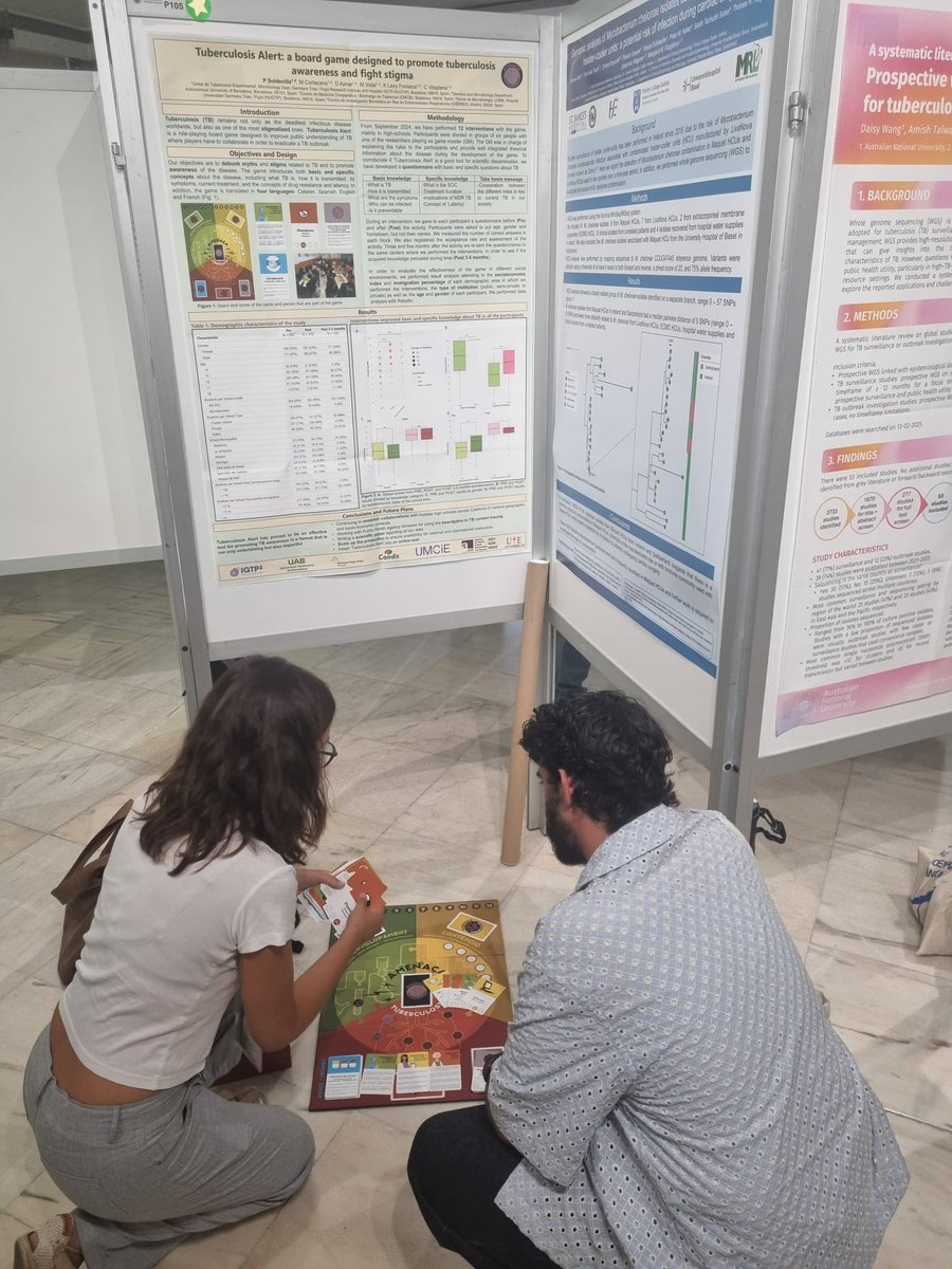 mcortacans_'s tweet photo. Presenting “Amenaça Tuberculosi” at the 45th Annual Congress of the @EsMyco🤩✨ Our game represents an effective gamification tool to spread knowledge about tuberculosis and fight stigma💪🏻 

Big thank you to our colleagues at @tbexperimental 🔬🧫🩷
#ESM2025 #tuberculosis https://t.co/jnX9vjgHFS