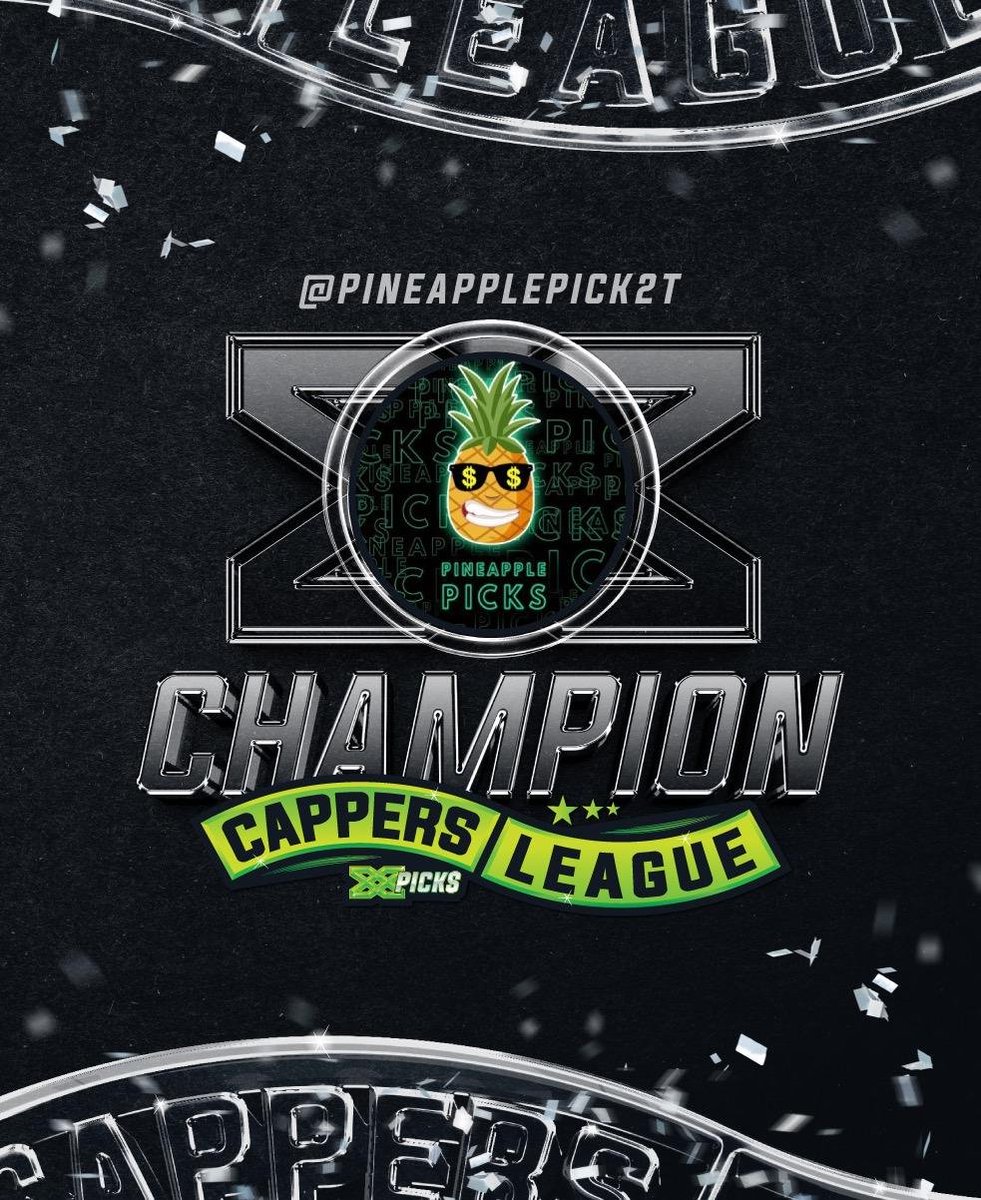XCappersLeague's tweet image. π@PineApplePick2T
π NBA Capper Madness
π CHAMPION
Congratulations ππ»
Grand Prize Winner π°
π @PineApplePick2T Stats
π₯ Game Predictions
57-27 | 68%
π₯ Player Props
50-34 | 60%
ποΈFull Recap
After placing 4th in the Pool Play for Round 1 of the NBA Playoffs, he wentβ¦