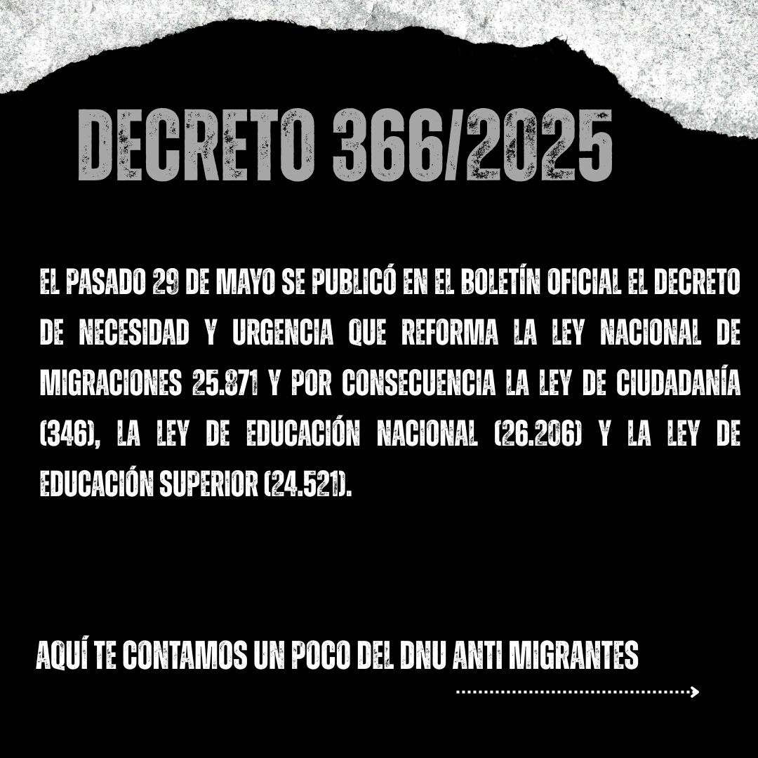 MariaAlvaOK's tweet photo. REFORMA ANTI MIGRANTES DE MILEI

🚫 La reforma a la ley nacional de migraciones tiene el objetivo que tiene las ultra derechas en el mundo. 
Promover odio a la pobreza y vender humo con enemigos que vienen de afuera.

consecuencias:
💔La deshumanización de las clases populares https://t.co/JgUOX5LB78