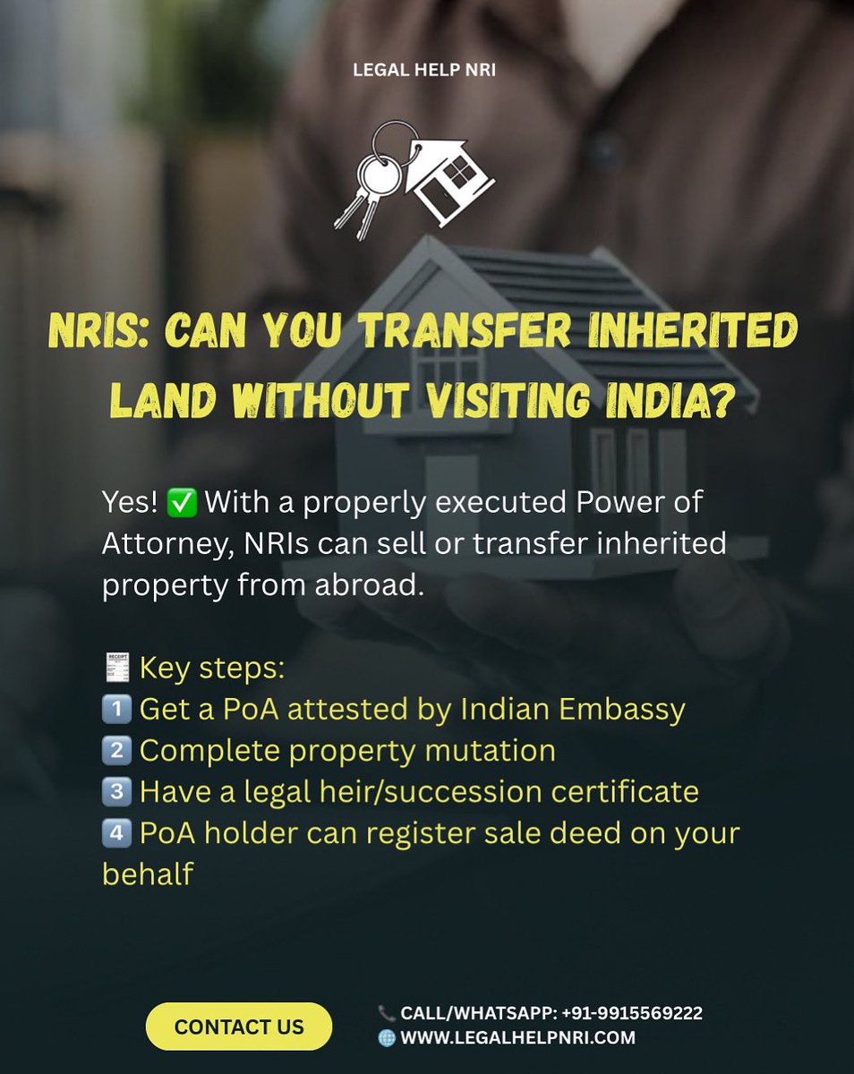 Simonandjoseph1's tweet image. #NRIProperty #LegalHelpNRI #InheritedLand #PowerOfAttorney #PropertyTransfer #NRIRights #IndiaLaw #SuccessionLaw #RealEstateIndia #NRILawyer #PoAIndia #PropertyRegistration #LandLaw #LegalTips #IndianLawForNRIs #RemotePropertyTransfer #LegalSimplified #NRIservices