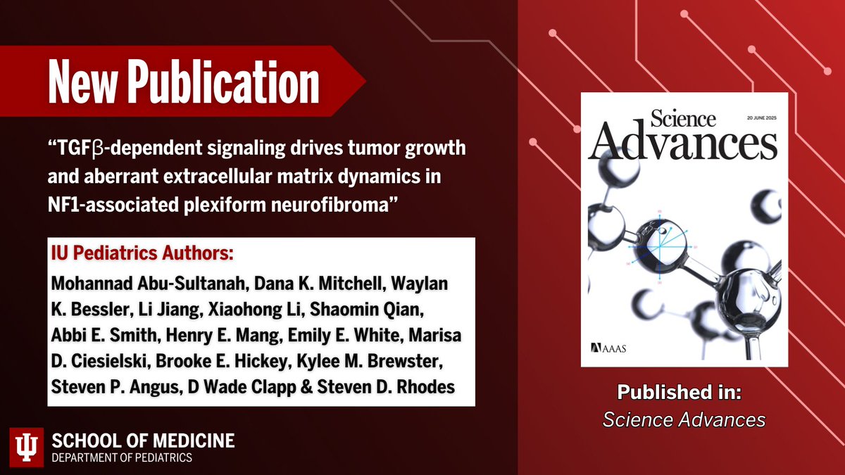 IU Department of Pediatrics (@iudeptpeds) on Twitter photo #NewPublication from many of our IU Pediatrics & <a href="/IUWellsCenter/">Herman B Wells Center for Pediatric Research</a> authors, and colleagues, published in <a href="/ScienceAdvances/">Science Advances</a>.
Check it out: science.org/doi/10.1126/sc…
#MedicalResearch #MedicalEducation #Pediatrics #NewPublication from many of our IU Pediatrics & <a href="/IUWellsCenter/">Herman B Wells Center for Pediatric Research</a> authors, and colleagues, published in <a href="/ScienceAdvances/">Science Advances</a>.
Check it out: science.org/doi/10.1126/sc…
#MedicalResearch #MedicalEducation #Pediatrics