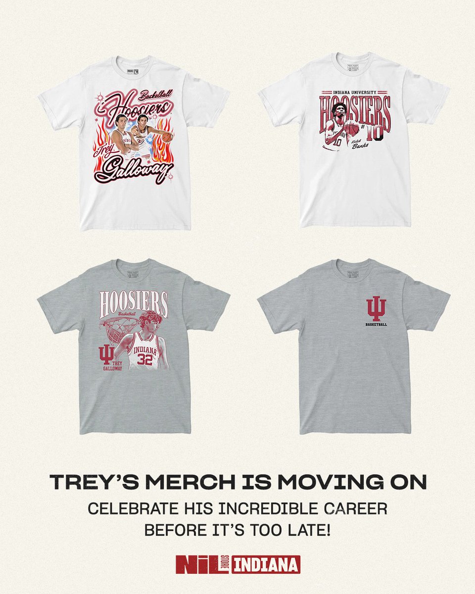 Final week to shop Trey Galloway’s NIL apparel!

Celebrate his Hoosier legacy before it’s gone for good! 🏀⏳

Shop NOW: indiana.nil.store/collections/tr…