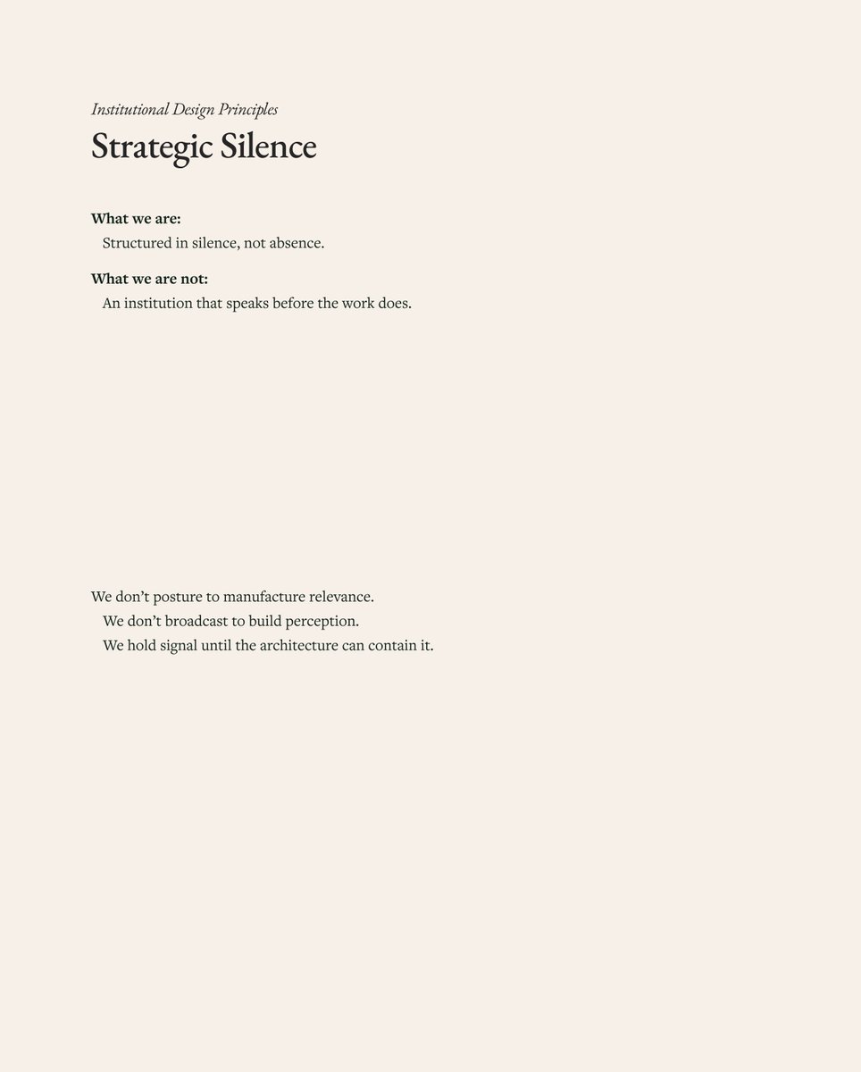 GeoffLewisOrg's tweet image. It's easy to mistake silence for absence.
Yet silence itself is often the signal.
At @Bedrock, we're walking quietly, deliberately, without needing to be seen.
The outcome isn't broadcast.
It's built until it's irreversible.