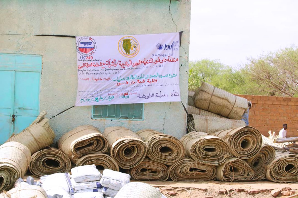 IOMSudan's tweet image. In May, IOM & @darfur_and delivered 1,500 emergency shelter kits, reaching 9,400 people in Dar Alsalam, Al Tawisha & Al Lait, North Darfur. As displacement continues, additional shelters are on their way to support another 5,000 people in need
An RRF grant made possible by USAID