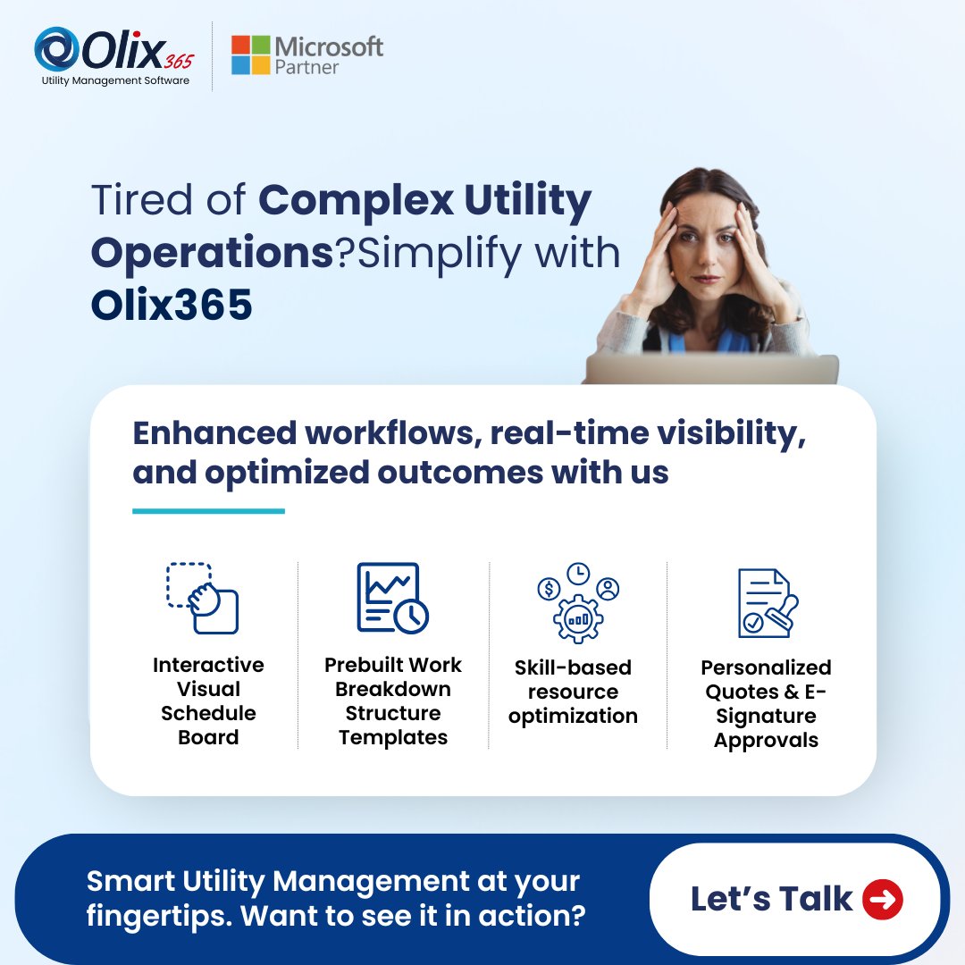 Olix365software's tweet photo. 𝐒𝐢𝐦𝐩𝐥𝐢𝐟𝐲 𝐲𝐨𝐮𝐫 𝐮𝐭𝐢𝐥𝐢𝐭𝐲 𝐨𝐩𝐞𝐫𝐚𝐭𝐢𝐨𝐧𝐬 𝐰𝐢𝐭𝐡 𝐎𝐥𝐢𝐱𝟑𝟔𝟓

Unlock enhanced workflows, real-time visibility, and optimized outcomes at your fingertips. 

𝐑𝐞𝐚𝐝𝐲 𝐟𝐨𝐫 𝐬𝐦𝐚𝐫𝐭𝐞𝐫 𝐦𝐚𝐧𝐚𝐠𝐞𝐦𝐞𝐧𝐭?

Let's talk - https://t.co/PpJhaJyaGQ https://t.co/Sy4k1k9BHj