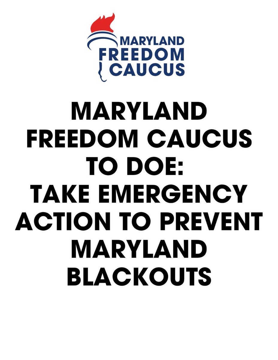 MattMorgan29A's tweet photo. Annapolis, MD— With urgency following the Maximum Generation Emergency Alert issued by PJM Interconnection on June 22, the Maryland Freedom Caucus sent a follow-up letter today to the U.S. Department of Energy Secretary Chris Wright and President Donald J. Trump calling for immediate federal action to prevent blackouts and skyrocketing electricity costs as the state braces for the planned retirement of two major power plants.

The letter outlines a series of specific actions the Department of Energy can take under President Trump’s April 8 Executive Order and Section 202(c) of the Federal Power Act, including emergency dispatch orders for the Brandon Shores coal plant and Calvert Cliffs Nuclear Station, as well as expedited permitting for natural gas conversions.

“We’re facing a real crisis in Maryland,” said Delegate Mark Fisher, a member of the Maryland Freedom Caucus. “The Maryland Freedom Caucus is offering solutions that lower electricity prices and avert brownouts and blackouts. Governor Moore’s extremist policies are wrecking the economy."

The Brandon Shores plant, which completed an $875 million pollution control upgrade in 2019, is slated to retire due to a settlement with the Sierra Club. Together with the nearby Wagner plant, its closure would force Maryland to import up to 80% of its electricity by 2028—far more than any neighboring state—placing massive stress on the PJM grid and exposing ratepayers to billions in costs and reliability risks.

“We’re not asking for subsidies. We’re asking for common sense,” said Delegate Brian Chisholm. “Keeping our most efficient plants online during peak demand is the fastest and most cost-effective way to protect families and businesses from rolling blackouts and financial ruin.”

The Freedom Caucus letter points to recent federal interventions in Michigan and Pennsylvania where the DOE, under Secretary Wright, issued emergency orders to prevent the shutdown of power plants that posed grid reliability risks. Caucus members are urging similar decisive action in Maryland.