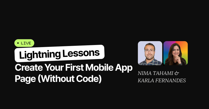 Karla Fernandes | design + nocode expert (@karlafernandes) on Twitter photo I’m hosting a free 45-minute workshop alongside <a href="/Nima_Tahami/">Nima Tahami</a> on how to Create Your First Mobile App Page for builders, designers, and entrepreneurs looking to turn ideas into apps you can publish on the stores.
What would you like to know about no-code app dev? Comment below! I’m hosting a free 45-minute workshop alongside <a href="/Nima_Tahami/">Nima Tahami</a> on how to Create Your First Mobile App Page for builders, designers, and entrepreneurs looking to turn ideas into apps you can publish on the stores.
What would you like to know about no-code app dev? Comment below!