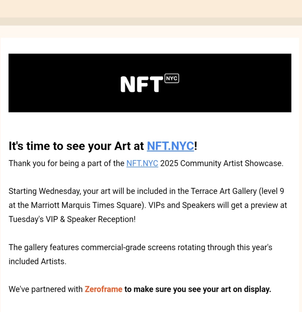 time_art_'s tweet image. This is very happy news.🥂
#nftnyc2025