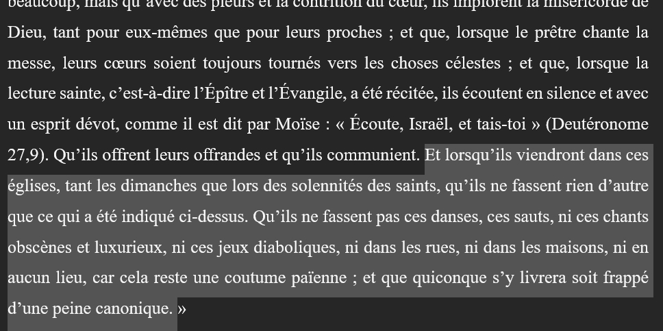 LapriseMaxime's tweet image. Alors qu'on parle des règles de la Saint-Jean, un peu de légèreté médiévale pour vous.
Au début du 9e siècle, un évêque inconnu de l'est de la France s'inquiète pas mal de la façon dont les gens se comportent à la messe dominicale.
Arrêtez de danser et de sauter !
