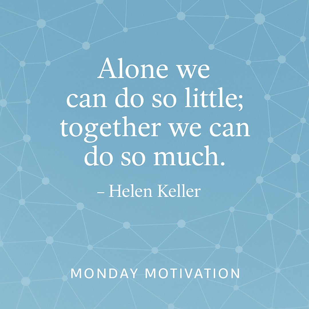 🤝 “Alone we can do so little; together we can do so much.” – Helen Keller

Today’s mission: Reach out, connect, and spark action. Let’s build networks that drive real change.

#MondayMotivation #TogetherWeThrive #VisibleNetworkLabs