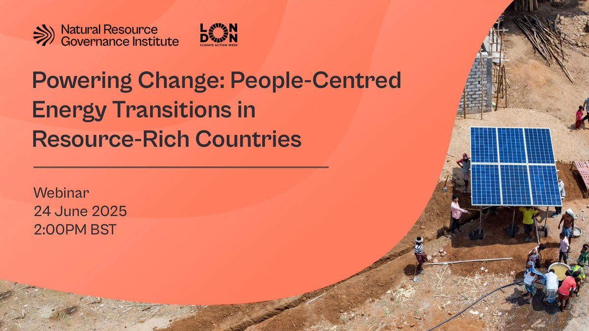⚡ El cambio hacia energías limpias debe dar prioridad a las personas, especialmente en países ricos en recursos

Descubre las estrategias para transiciones energéticas inclusivas en nuestro webinar #LCAW2025 del 24 de junio

Más información e inscripción  resourcegovernance.org/events/powerin…