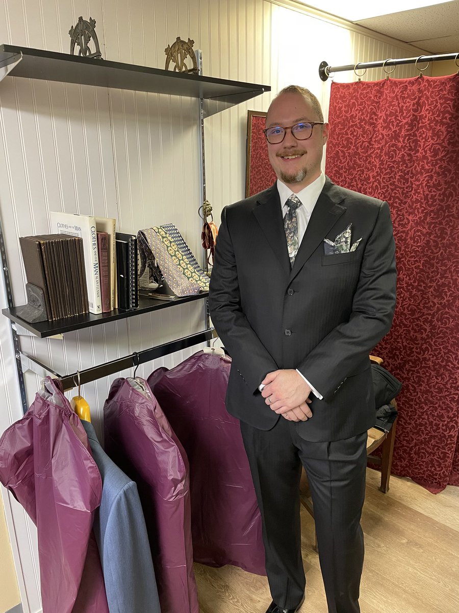msvendrilloco's tweet image. This happy customer picked up two Custom Suits from our American Imperium line awhile back. Both made in the USA, the green striped suit is for everyday wear be it at the office or about town, while the black lends itself to any formal occasion that does not necessitate a Tux.