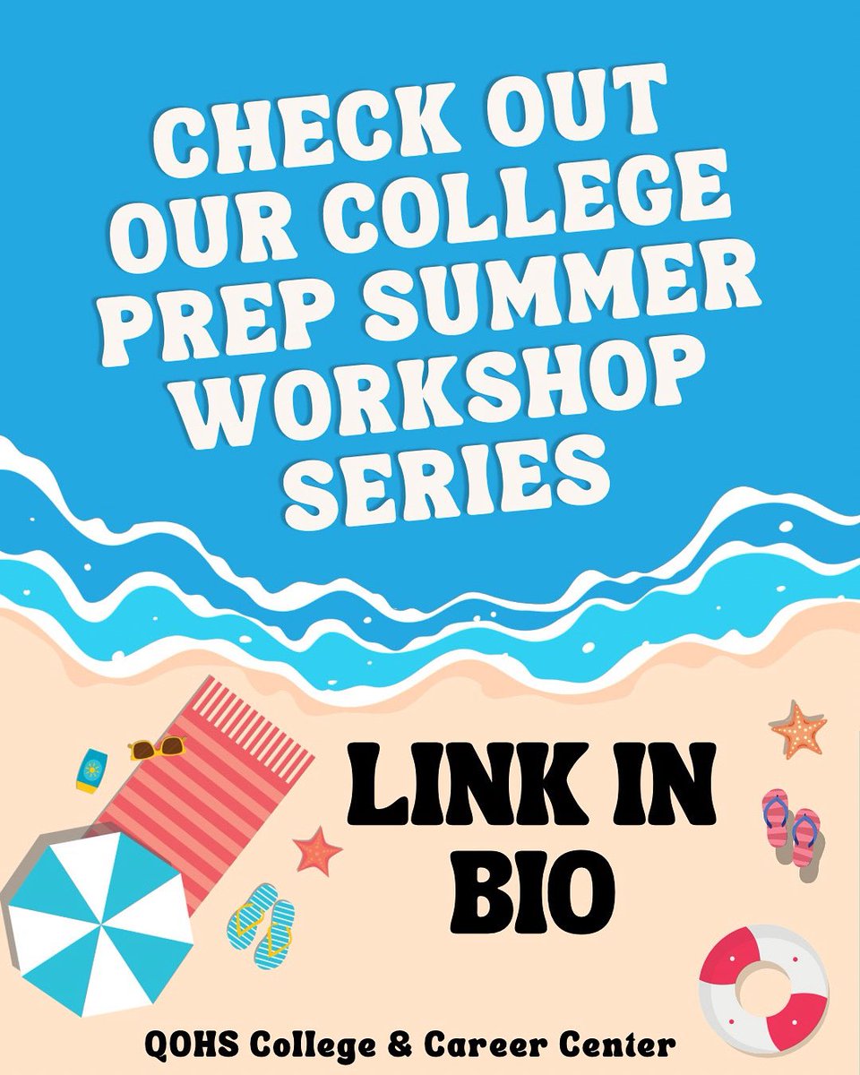 qohs_ccic's tweet image. 🎓✨ Calling all 11th grade students! Get a head start on your college applications with our College Prep Summer Workshop Series!
Join us for our in-person AND virtual sessions designed to help you navigate the college journey. Click the link in my bio to register! 📋✏️