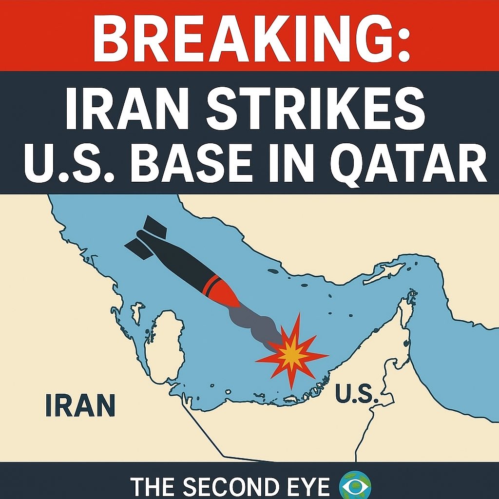 SecondEye's tweet photo. 🇮🇷 For the first time, Iran has targeted a major American military installation in the Gulf. Tensions in the region are escalating rapidly following Israeli aggression and regional fallout.

📍 The Second Eye
#Iran #Qatar #Doha #BreakingNews #MiddleEast #USBase #TheSecondEye https://t.co/3lPmTeI9nA
