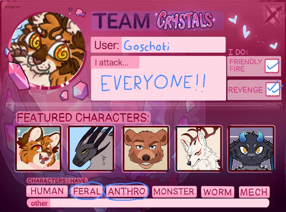 Very excited to participate in #artfight2025!
Didn't have a card like this last year but here is mine for this time!