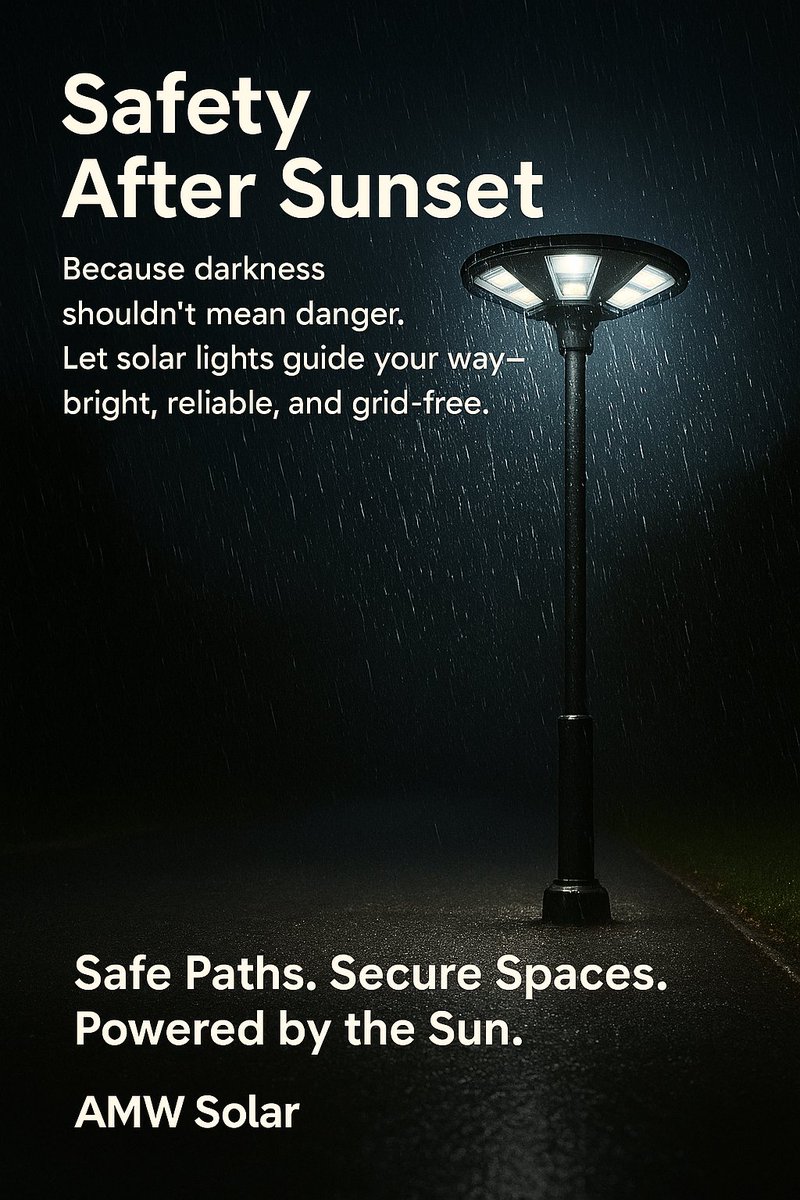 AmwSolar's tweet image. Our technology doesn&apos;t just light the path—it conquers the weather. ✅ Shockproof | Waterproof | UV Protected
#TechDrivenLighting #SolarDurability #RuggedSolar #amwsolar #sunset #SolarPower