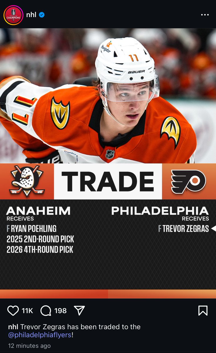 Zegras to Philly for free.......