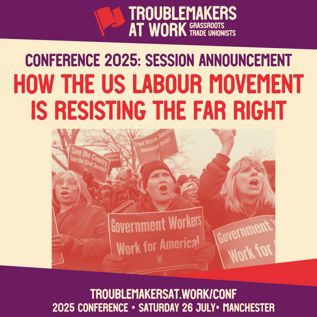 Troublem8kers's tweet image. Hear from the US rank-and-file resistance for lessons and parallels in Britain!
More info and tickets: troublemakersat.work/conf
