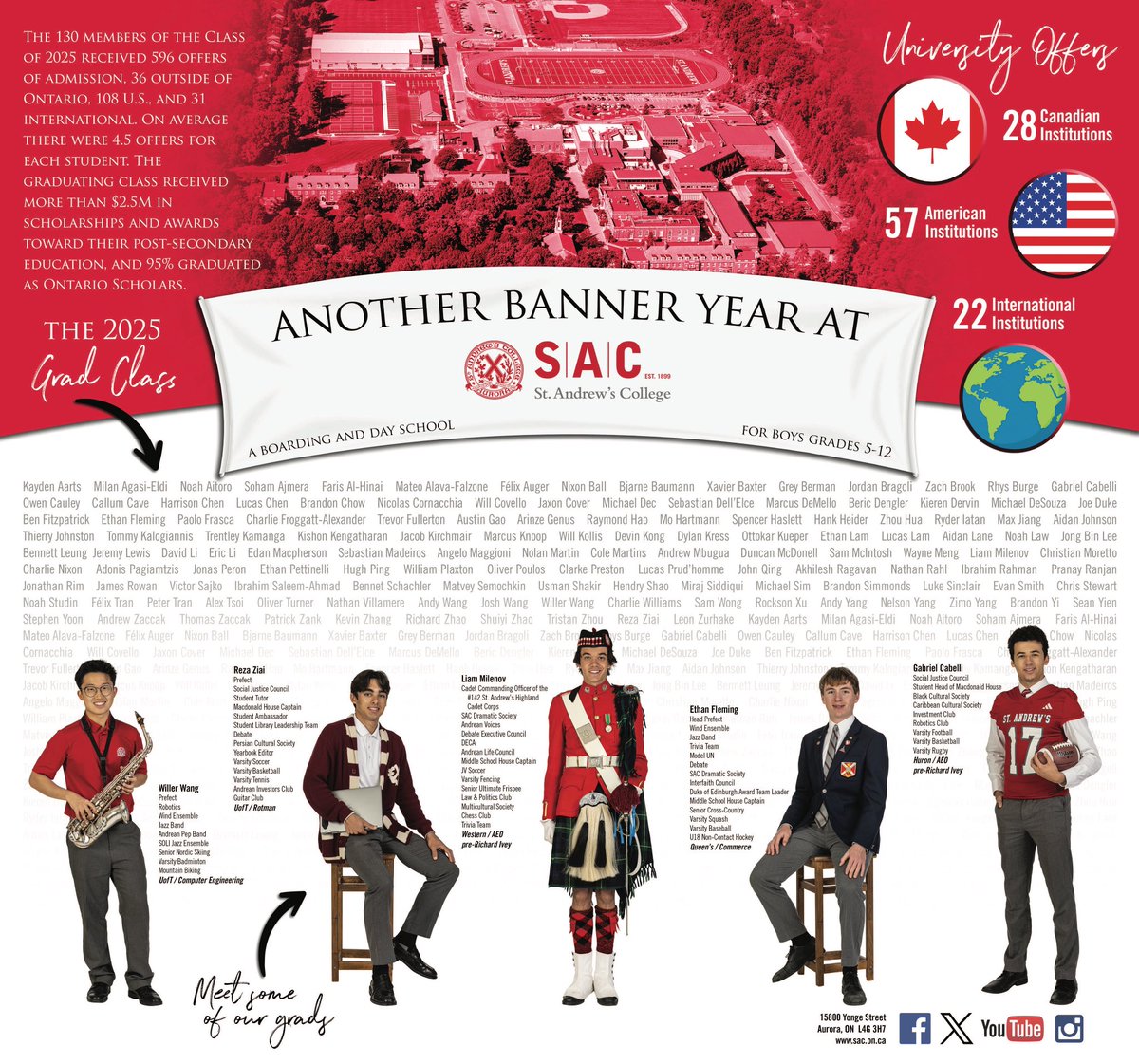 The Class of 2025 is featured in The Auroran! With 596 offers and over $2.5M in scholarships, our grads are heading to top schools: 68% in Canada, 23% in the U.S., and 9% internationally. We’re proud of their achievements and excited for what’s next!