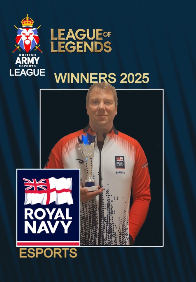 Royal Navy Esports win the British Army Esports League 2025, winning the grand final 3-1. The team managed to win the league with no series losses, dropping only 2 maps over the season.

#LeagueOfLegends #Esports #Winners #NAVYfit #Teamwork