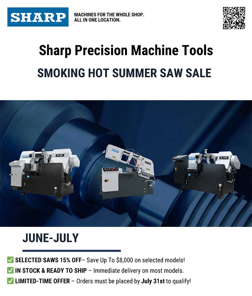 StellarIndSup's tweet image. Smoking Hot SUMMER SAW SALE from Sharp!
✅ SELECTED SAWS 15% OFF
✅ IN STOCK &amp;amp; READY TO SHIP
✅ LIMITED-TIME OFFER – Orders must be placed by July 31st! 
Call Your Stellar Rep to learn more!
More here: buff.ly/FHoy76x 
#PowerTools #BandSaws #Construction #Manufacturing
