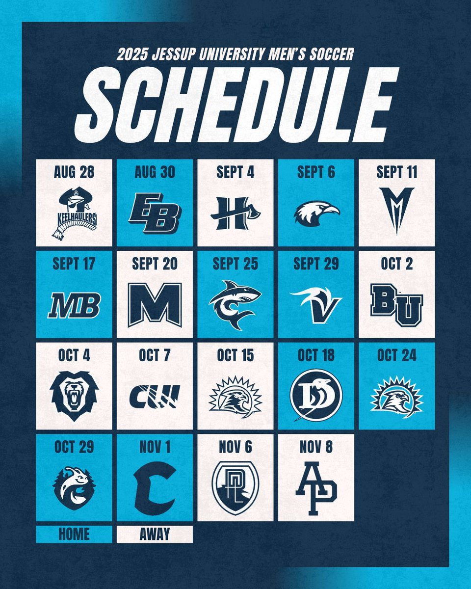 JessupAthletics's tweet photo. 📅 𝗠𝗘𝗡'𝗦 𝗦𝗢𝗖𝗖𝗘𝗥 𝗦𝗖𝗛𝗘𝗗𝗨𝗟𝗘 𝗥𝗘𝗟𝗘𝗔𝗦𝗘 

Soccer season will officially kick off on September 4 when @jessup_msoc visit Cal Poly Humboldt. Preview the 2025 schedule at the link below.

📰 » https://t.co/OwpoT0Zldx https://t.co/2qOfVknmBv