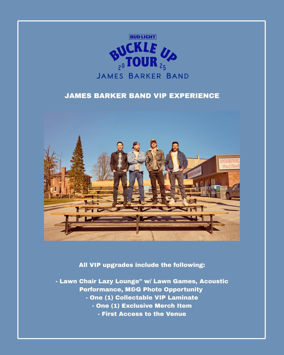 jamesbarkerband's tweet image. Wanna take your night to the next level? VIP Upgrades for the Buckle Up Tour are officially ON SALE! Score exclusive perks and make it a night you won’t forget.
Note: VIP Upgrades are sold separately from event tickets. You must purchase an event ticket to participate in the VIP…