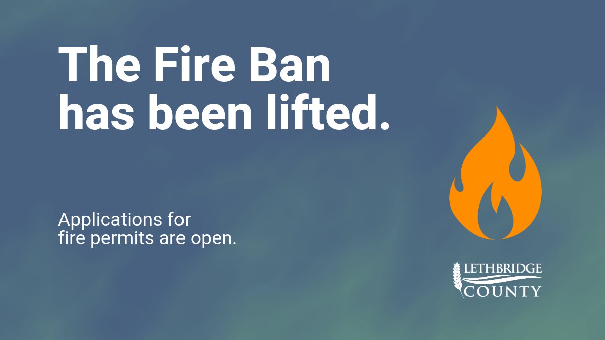 🔥 The Fire Ban has been lifted.

Now permitted:

✅ Recreational campfires
✅ Burning barrels/incinerators
✅ Charcoal BBQs
✅ Controlled burns (permit required)
✅ Fireworks (permit required)

Due to higher temps &amp; wind forecasted, the Fire Ban may be re-issued later this week.