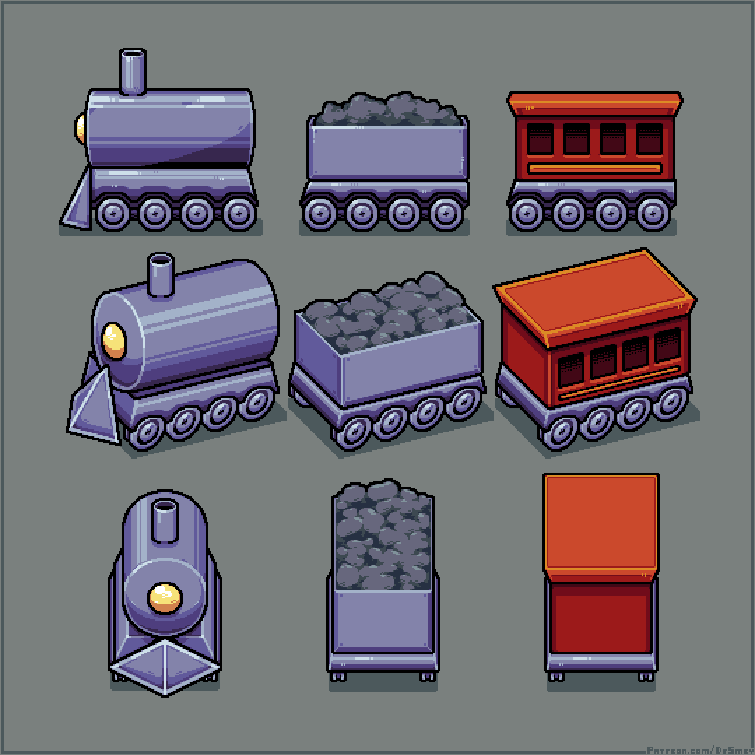 dr_smey's tweet image. #aseprite #pixelart
Train
(Commission for upcoming indie bullet-hell game)