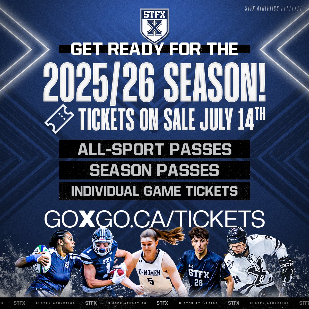STFX fans - get ready for the launch of ticket sales for our upcoming 2025-26 season! We are X-cited to welcome back the White &amp; Blue faithful! goxgo.ca/tickets