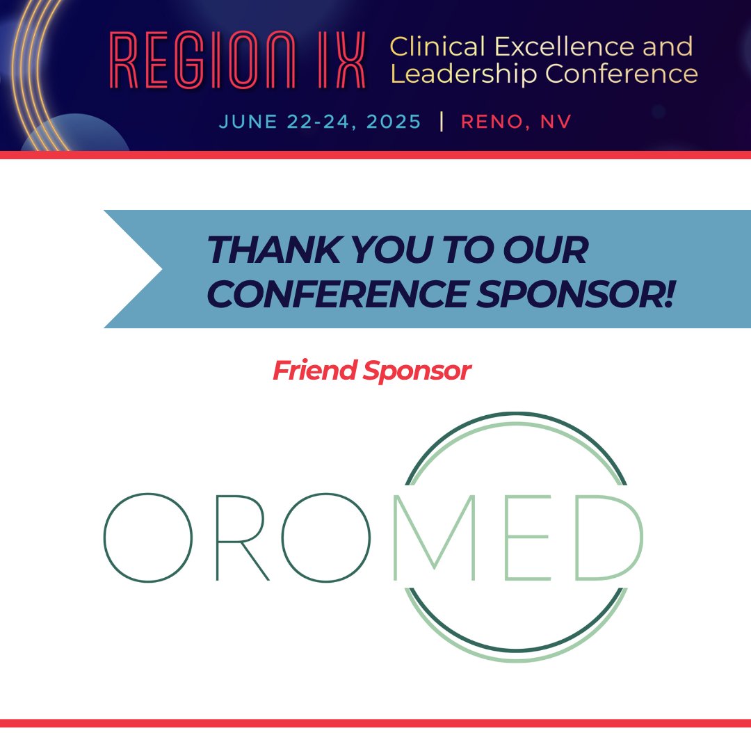 California Primary Care Association (@cpca) on Twitter photo Thank You to our conference sponsor OroMed for supporting 2025 Region IX Clinical Excellence and Leadership Conference!
#RegionIX2025 Thank You to our conference sponsor OroMed for supporting 2025 Region IX Clinical Excellence and Leadership Conference!
#RegionIX2025