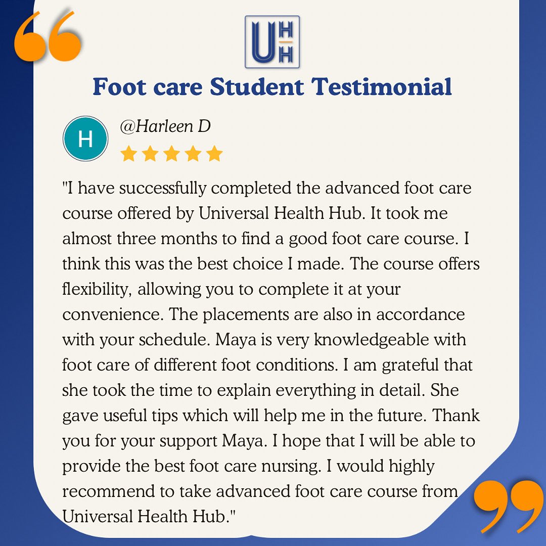 UNVHealthHub's tweet photo. 🎓 Student Spotlight | Advanced Foot Care Success 👣

👏 Flexible learning
👏 Supportive mentorship
👏 Real-world placements
👏 Expert-led training by Maya
👏 Confidence to deliver quality nursing care

✨ Ready to start your foot care nursing journey?

#AdvancedFootCare https://t.co/U1eraH7Cgd