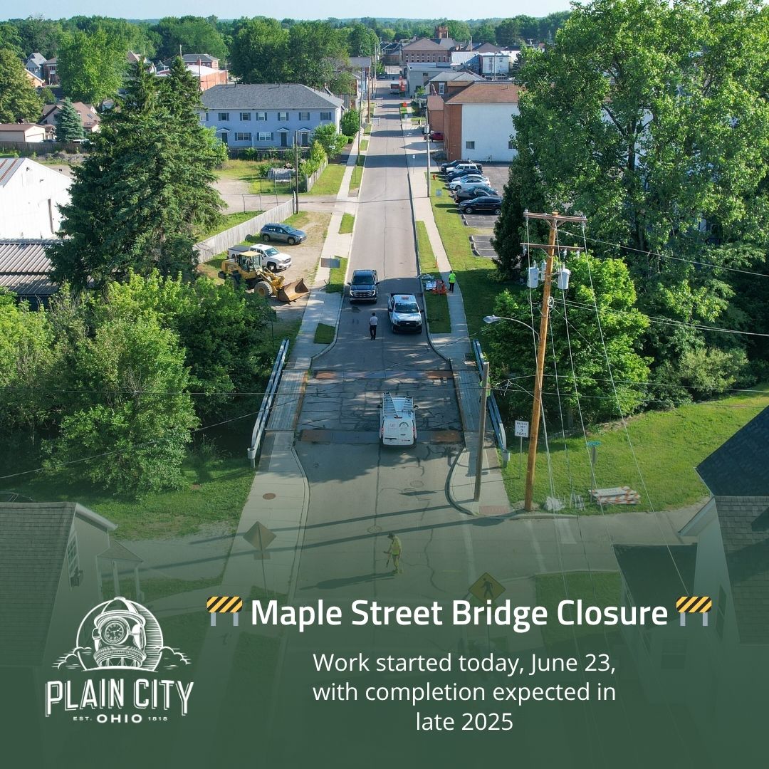 The Maple Street Bridge is closed to all traffic, including pedestrians, for the next 120 days. 

Crews began work today, June 23, to replace the aging bridge. Work is expected to be completed by late 2025.

Detour signs will be posted, accessing Spaulding Street and Maple Court.